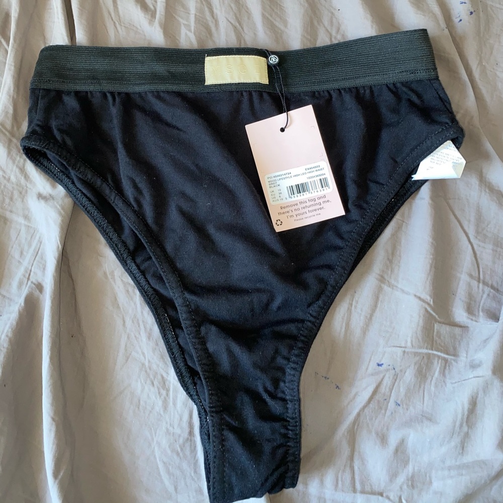 Black MSGD High Waisted High Leg Panties - Picture 3 of 3
